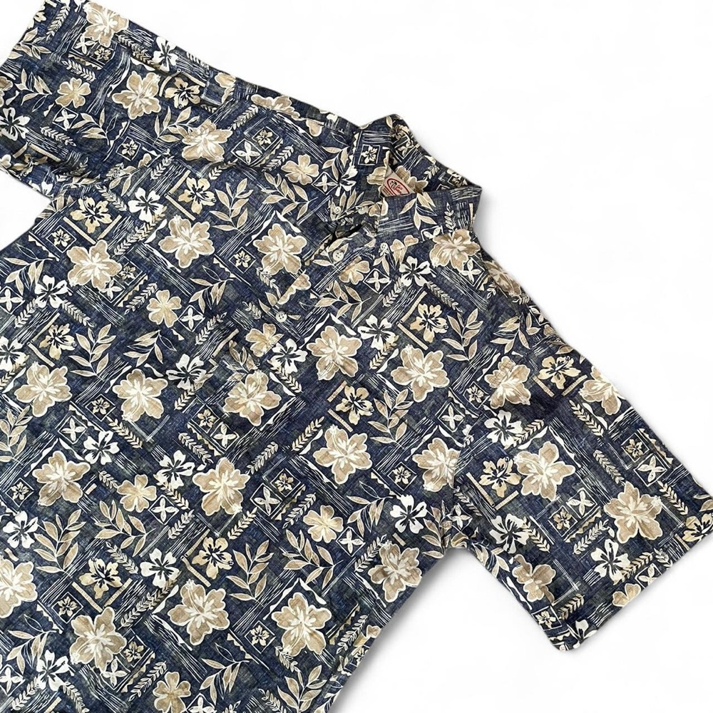 Go Barefoot Navy & Beige Floral Hawaiian Shirt